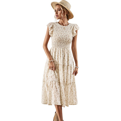 Rochie midi elegantă de vară cu imprimeu floral Cristina Gore