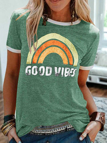 Tricou Cristina Good Vibes - Stil retro cu imprimeu