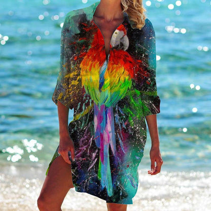 Tricou bikini Cristina - Imprimeu cu păsări și flori