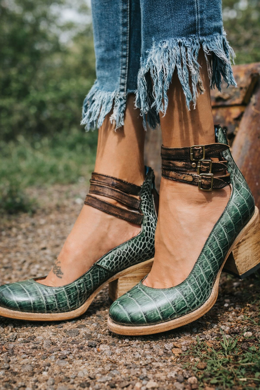 Pantofi cu cataramă triplă Cristina - Inspirație vintage