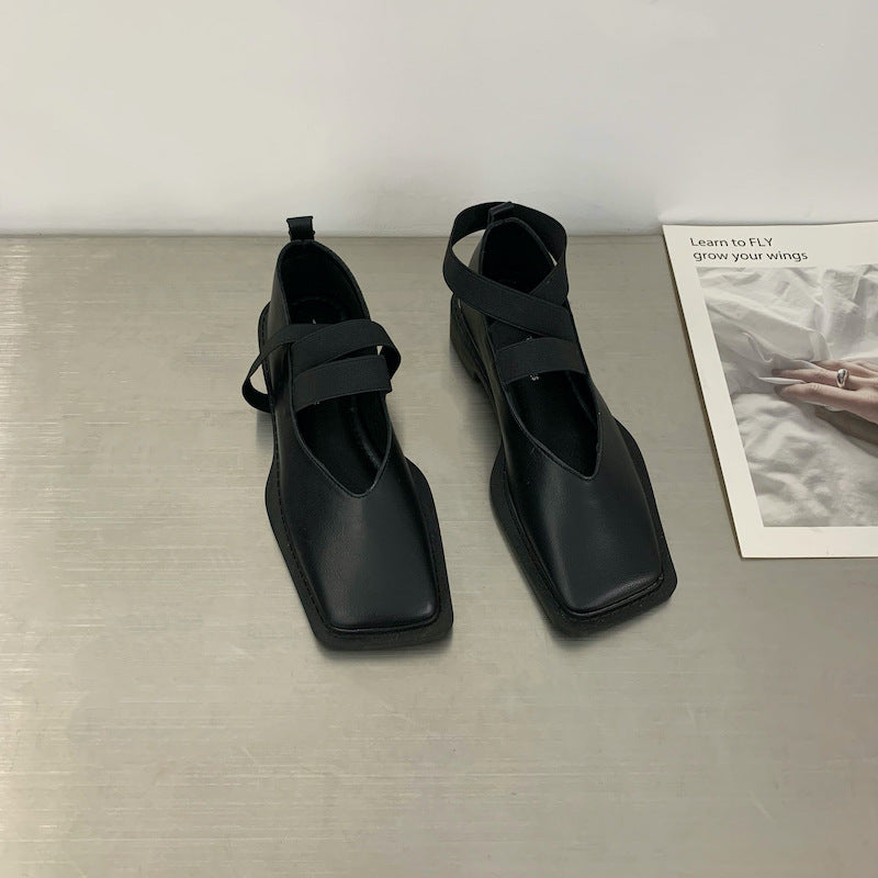 Pantofi Cristina retro cu vârf pătrat - Confort la toc jos