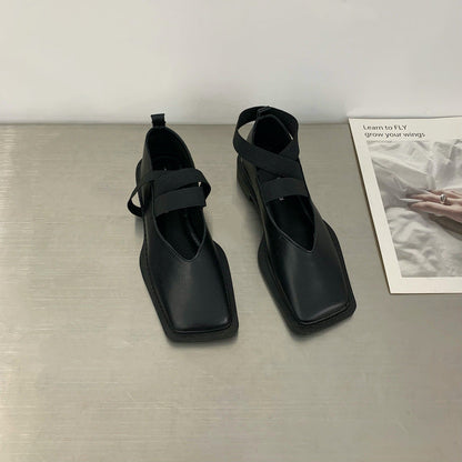 Pantofi Cristina retro cu vârf pătrat - Confort la toc jos