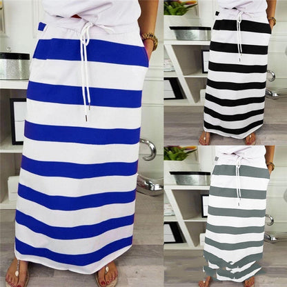 Striped Cotton A-Line Skirt by Cristina Gore