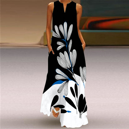 Rochie maxi cu imprimeu vibrant Cristina Gore, fără mâneci
