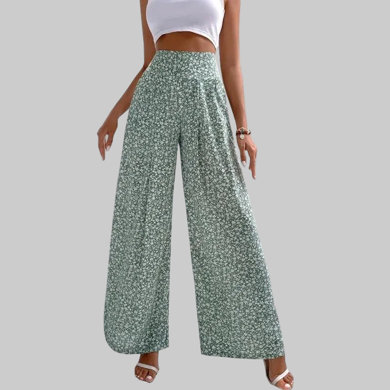 Pantaloni casual cu imprimeu floral și picior larg Cristina Gore