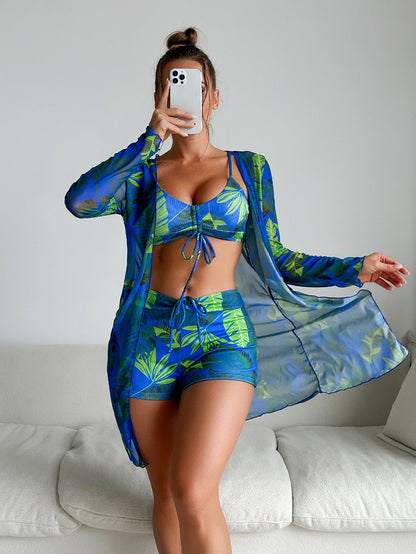 Set bikini Cristina Gore cu imprimeu vibrant, format din trei piese
