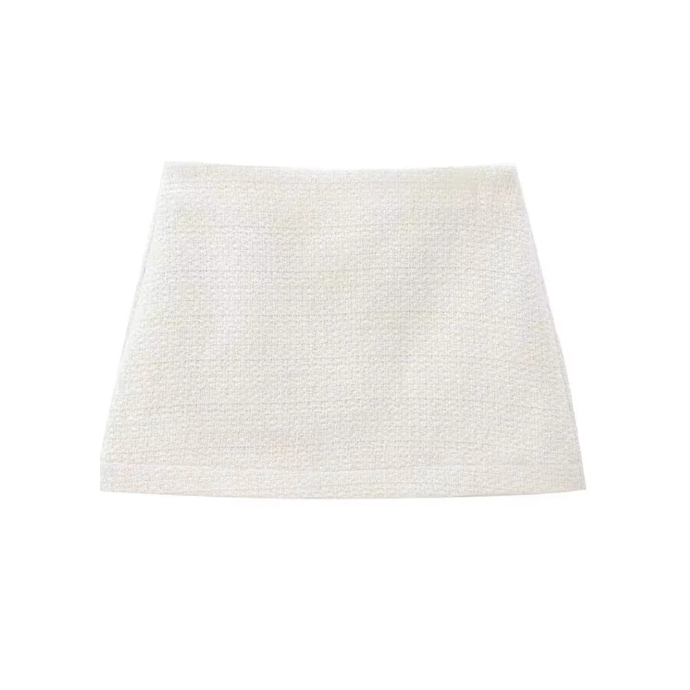 Palton Cristina din tweed - Set elegant de fustă albă