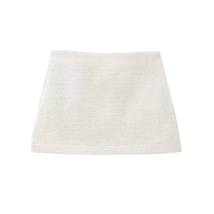 Palton Cristina din tweed - Set elegant de fustă albă