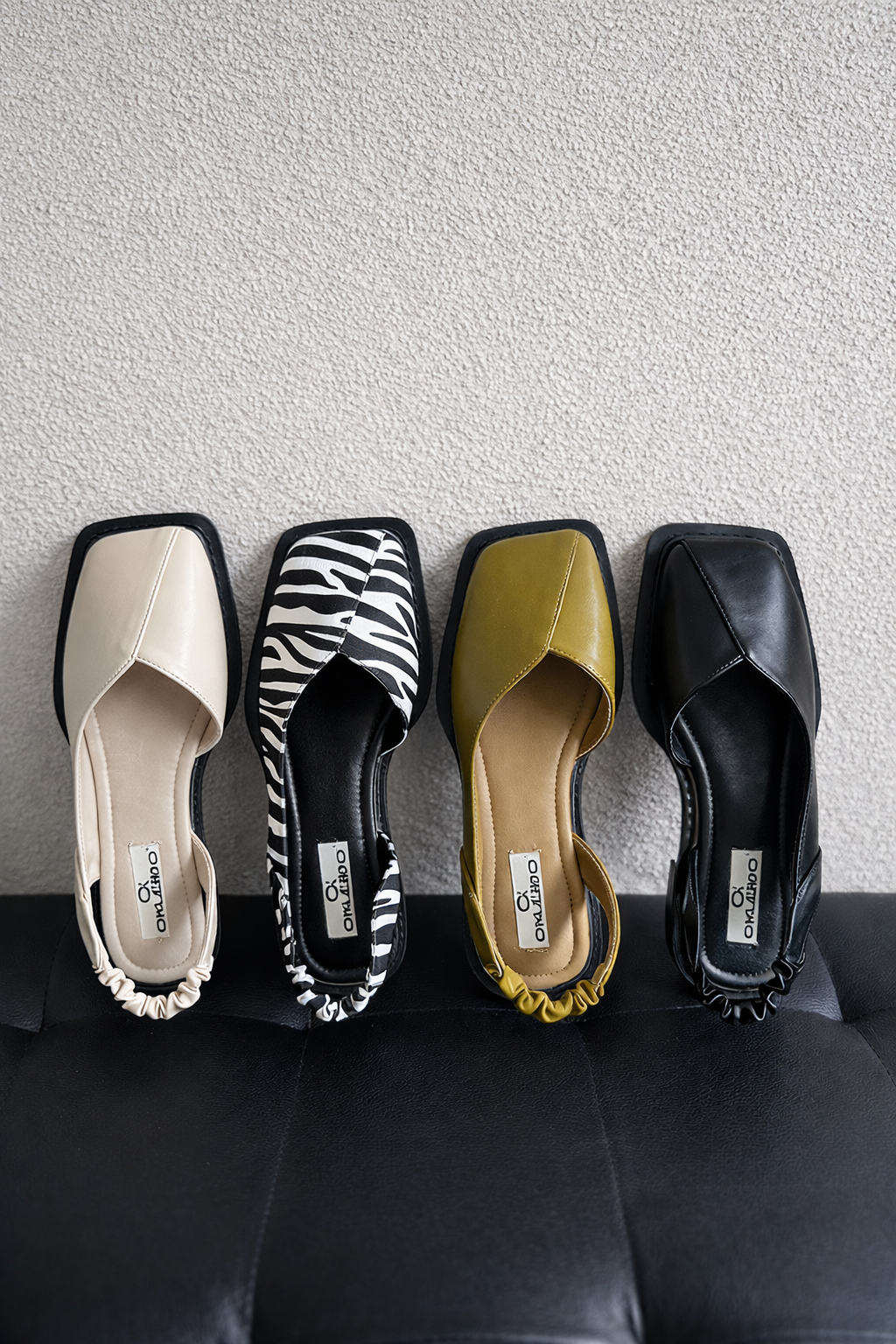 Sandale Cristina retro cu vârf pătrat - stil roman