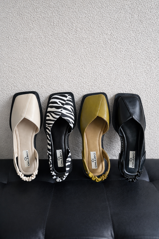 Sandale Cristina retro cu vârf pătrat - stil roman