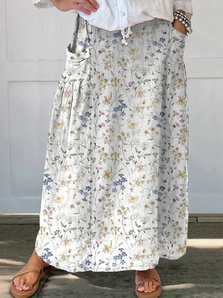 Fustă retro cu buzunar Cristina Gore, model floral, de zi cu zi