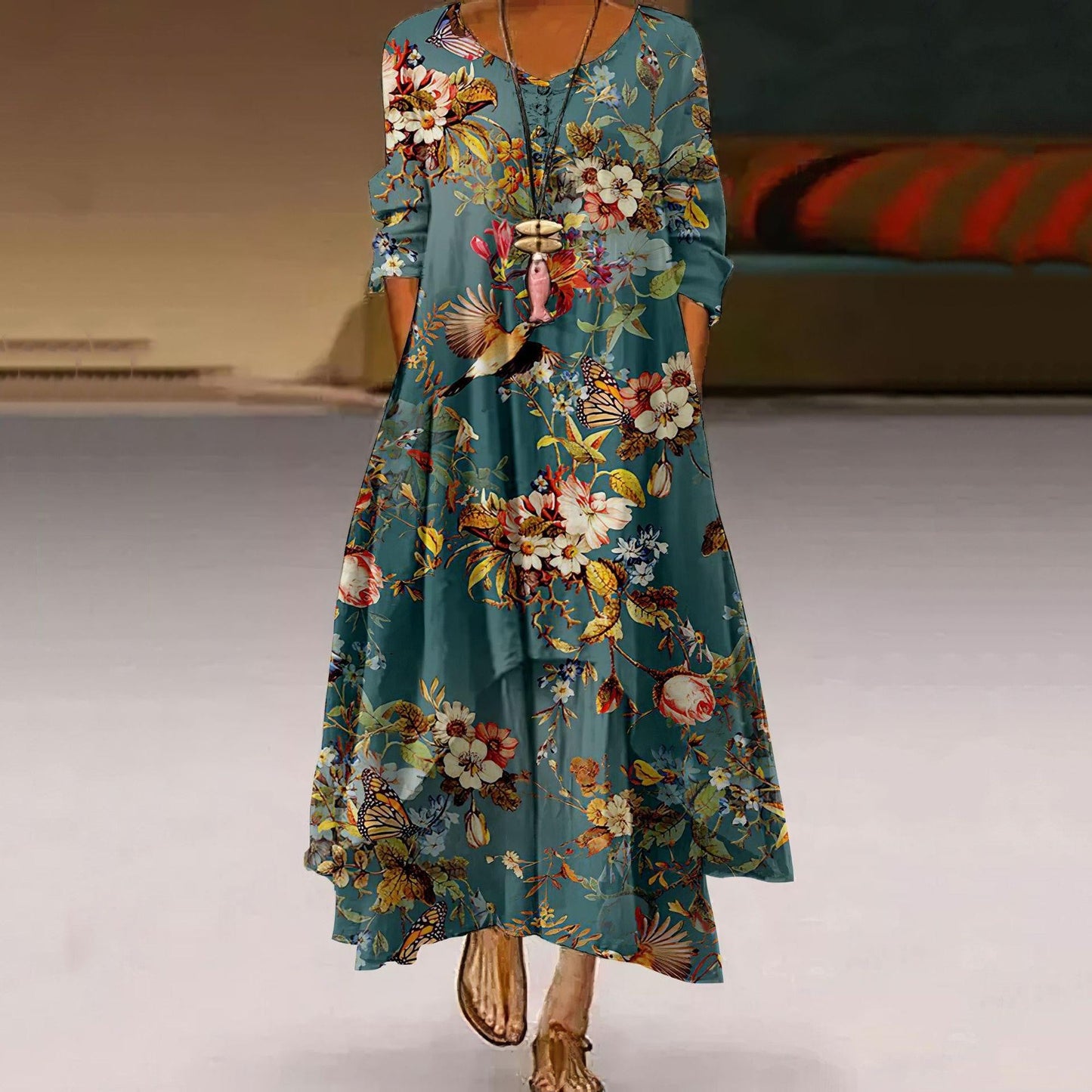 Artistic Floral Swing Dress by Cristina Gore