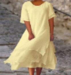 Rochie maxi Cristina cu strat dublu și mâneci despicate