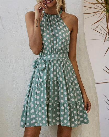 Rochie elegantă cu buline, model halter, de Cristina Gore