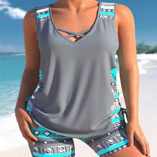 Costum de baie Cristina din două piese - Detalii din dantelă imprimată