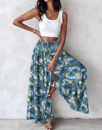 Pantaloni retro florali cu picior larg de Cristina Gore