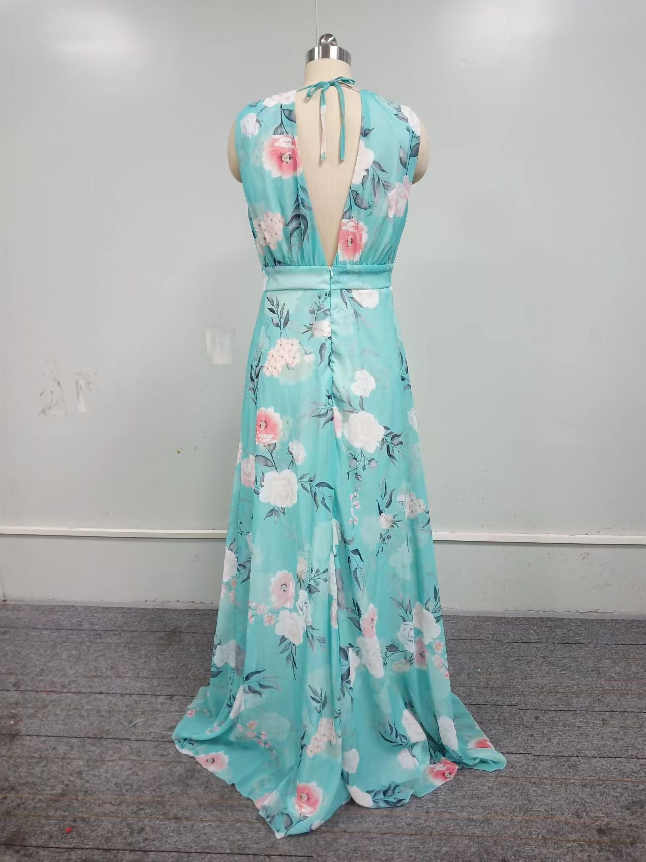 Rochie lungă din șifon Cristina - Stil prințesă floral