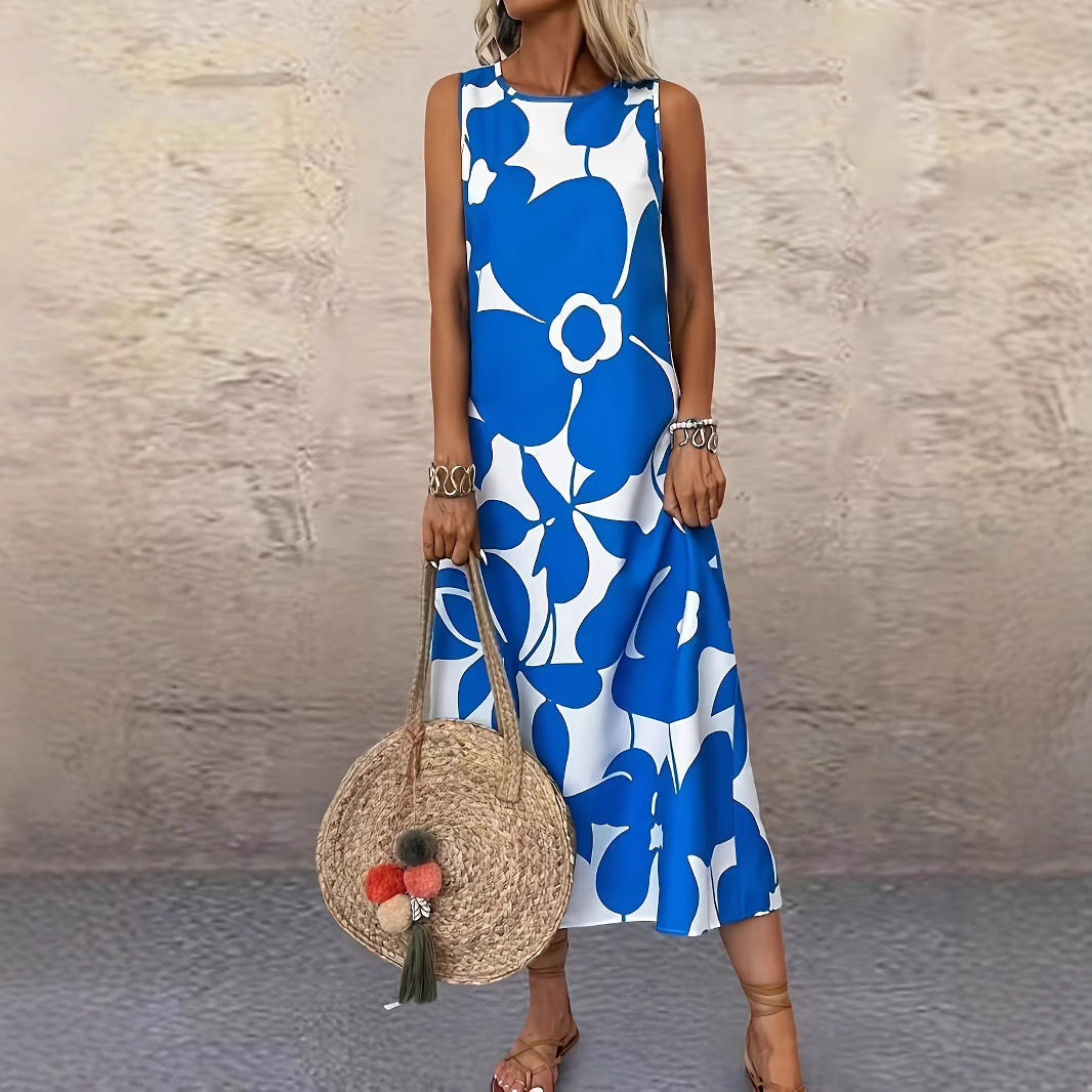 Rochie de vară fără mâneci cu imprimeu floral îndrăzneț Cristina Gore
