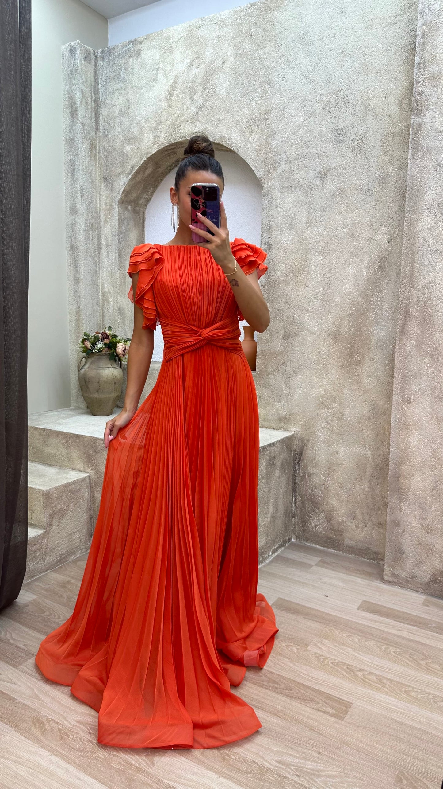 Rochie Cristina din șifon - Maxi elegantă plisată