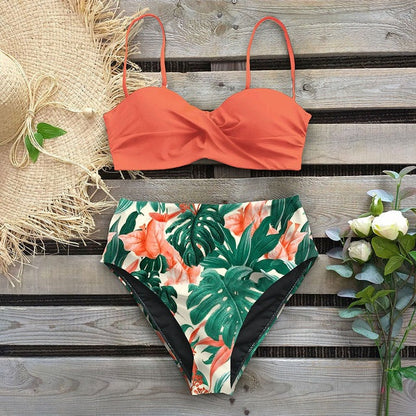 Bikini cu talie înaltă și imprimeu floral de Cristina Gore