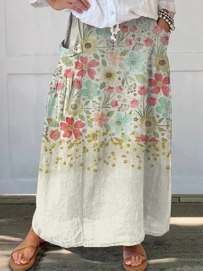 Fustă retro cu buzunar Cristina Gore, model floral, de zi cu zi