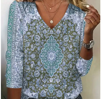 Top Cristina cu imprimeu etnic - Stil artistic de vară