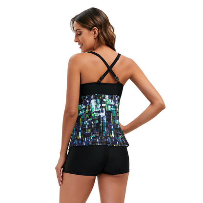 Costum de baie Cristina cu imprimeu geometric - Design elegant la spate