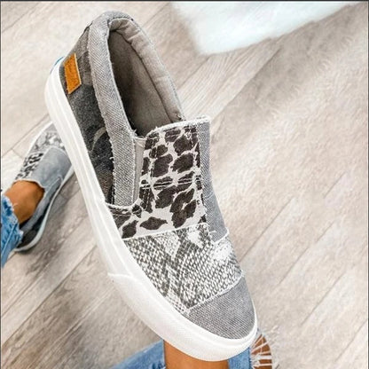 Mocasini Cristina - model patchwork cu imprimeu animal print