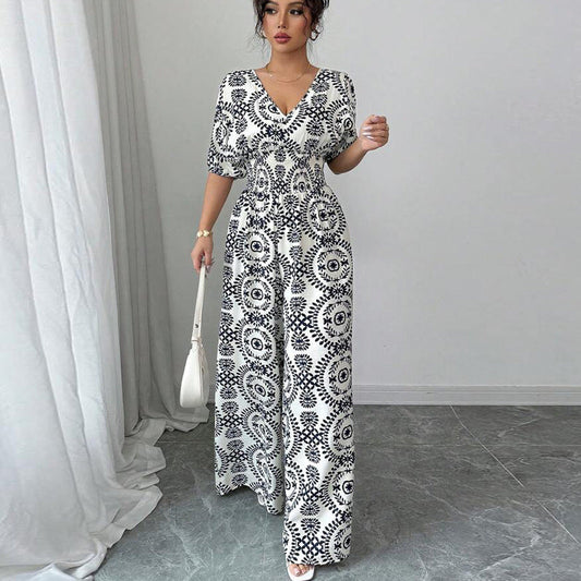 Salopetă elegantă cu imprimeu boho de la Cristina Gore