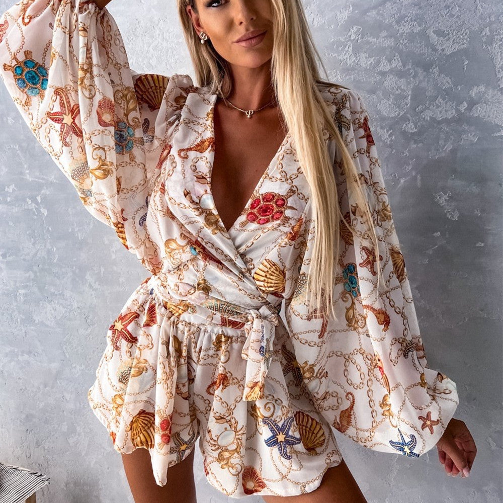 Set salopetă tropicală Cristina Gore în stil boho chic