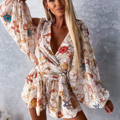 Set salopetă tropicală Cristina Gore în stil boho chic