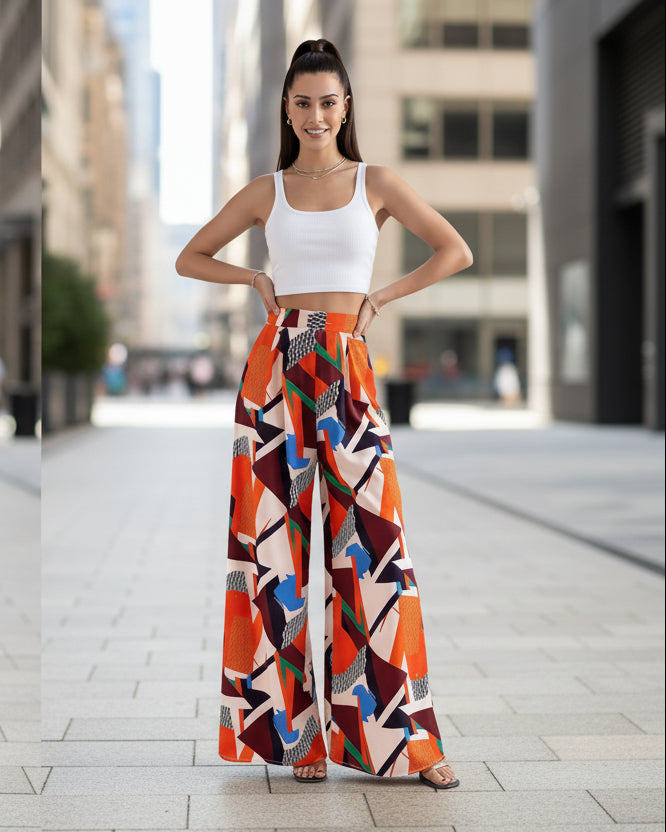 Pantaloni bootcut Cristina Gore cu imprimeu vibrant