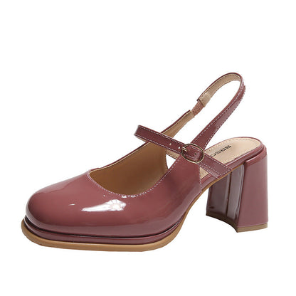 Sandale cu toc rotund francez Cristina - toc bloc