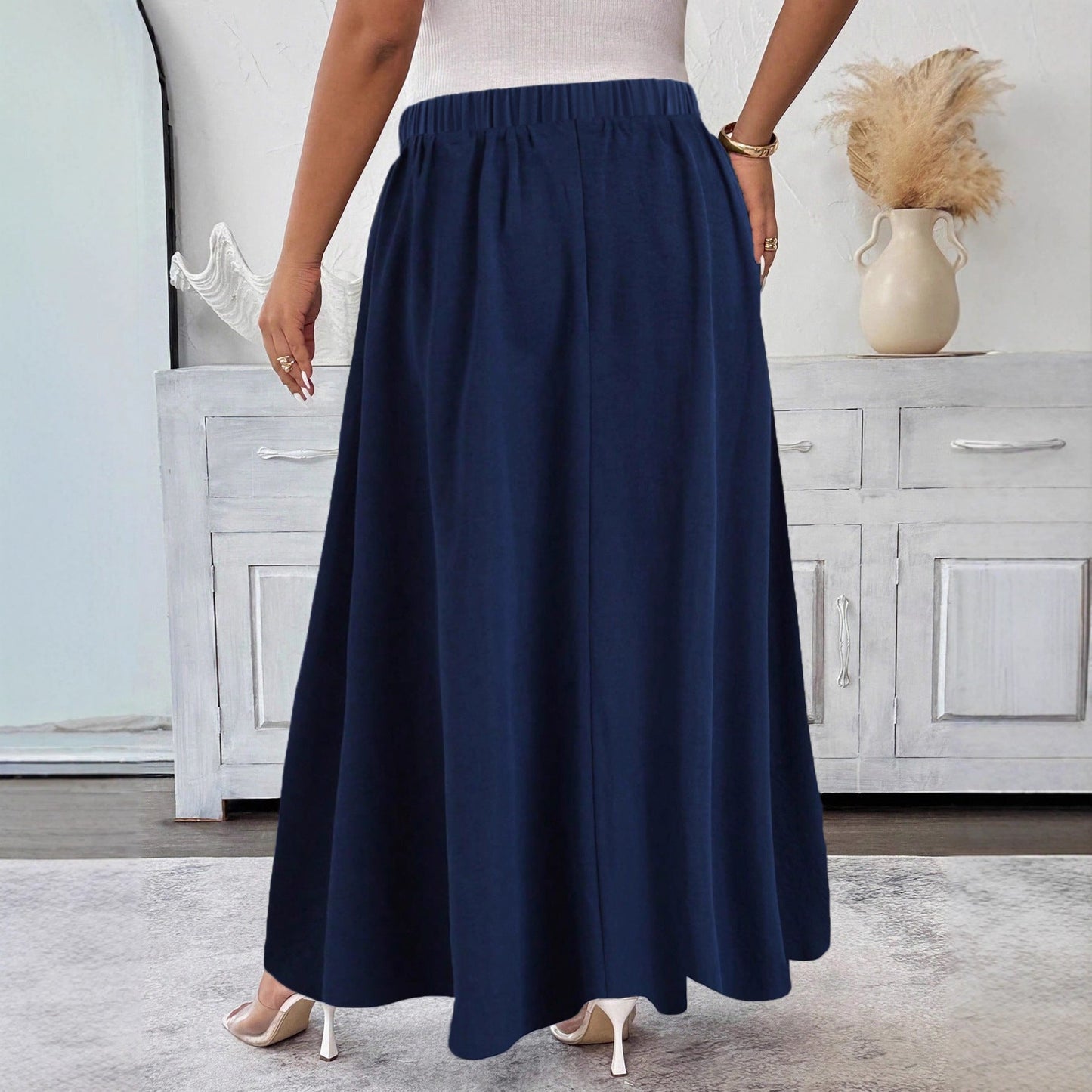 Fustă elegantă evazată bleumarin de Cristina Gore