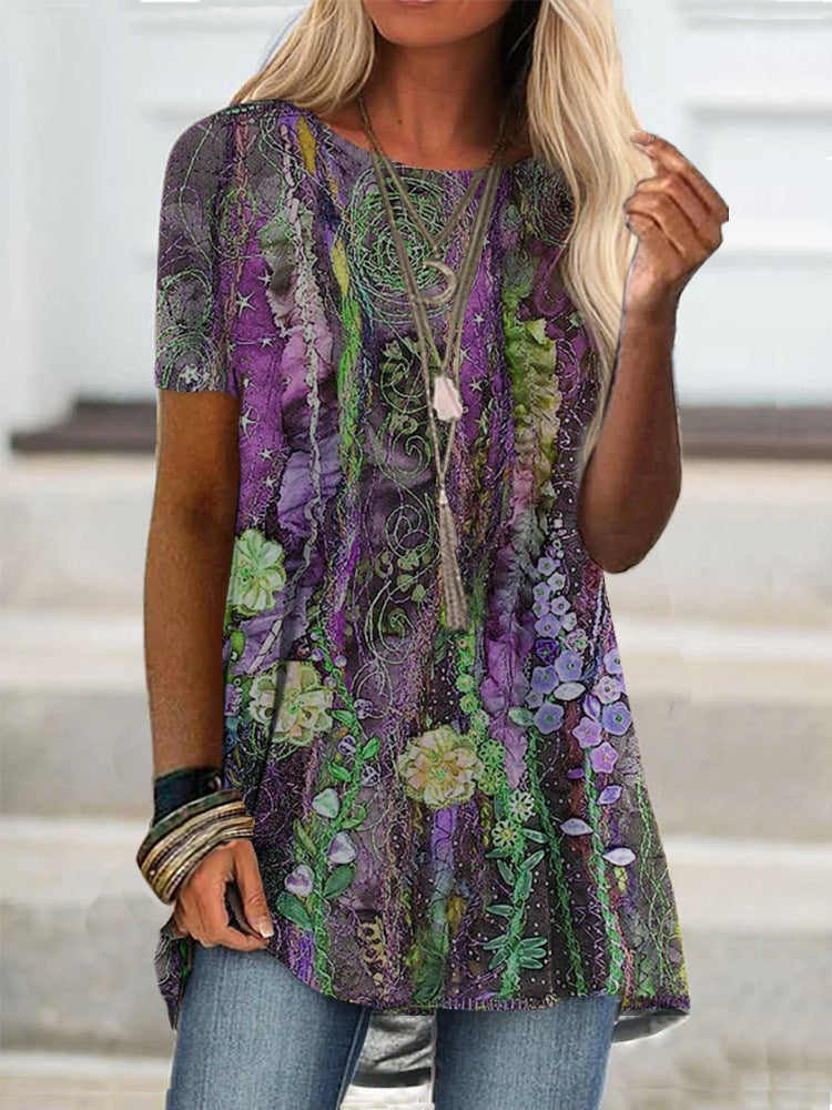 Tricou Cristina cu imprimeu digital - Inspirație florală artistică