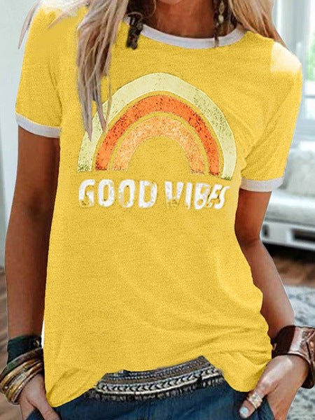 Tricou Cristina Good Vibes - Stil retro cu imprimeu