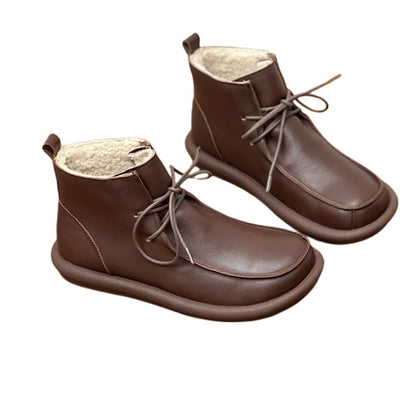 Ghete din piele de vacă Cristina cu căptușeală de catifea - Căldură suplimentară