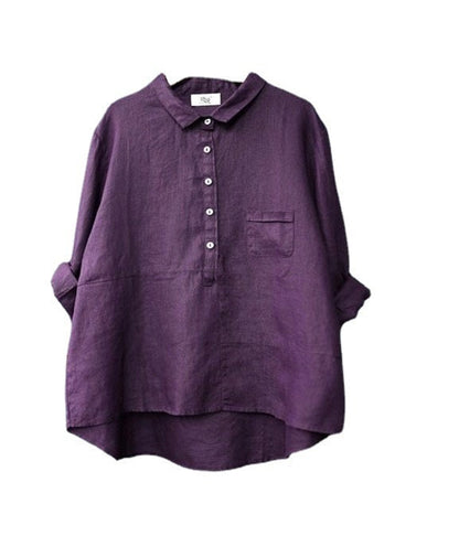 Cămașă din in Cristina - Guler simplu artistic