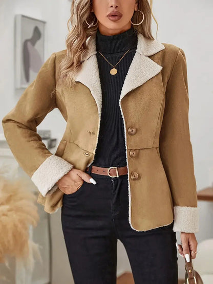 Jachetă Cristina din piele de shearling - Eleganță scurtă, căptușită