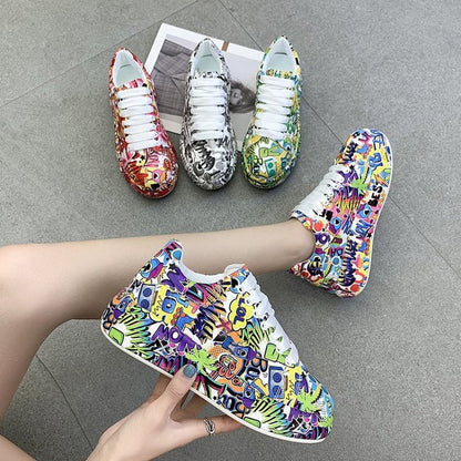 Pantofi sport Cristina - Platformă cu șireturi colorate