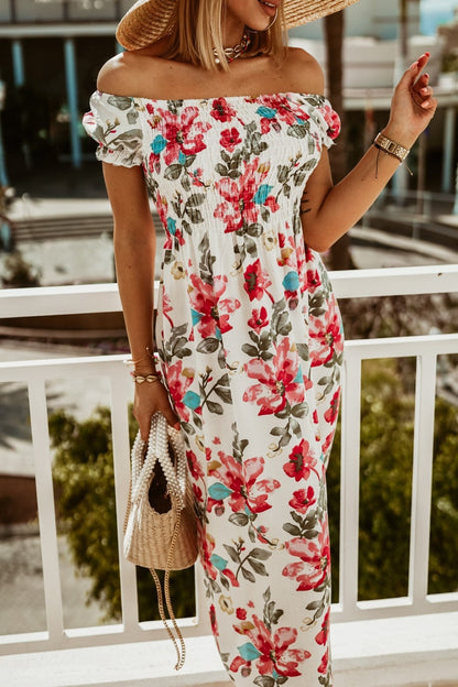 Rochie de vară cu imprimeu boho, cu umeri goi, Cristina Gore