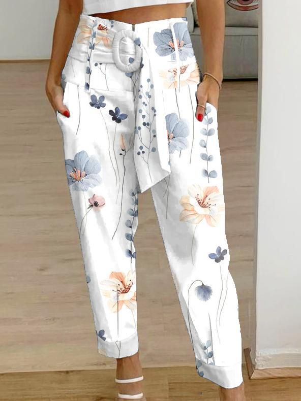 Pantaloni scurți din in cu imprimeu floral Cristina Gore pentru femei