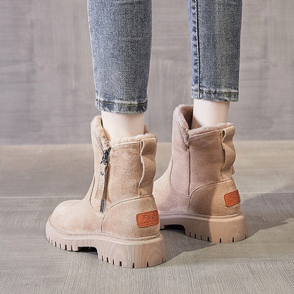 Ghete de zăpadă Cristina - Căptușeală din fleece, piele întoarsă, toc gros