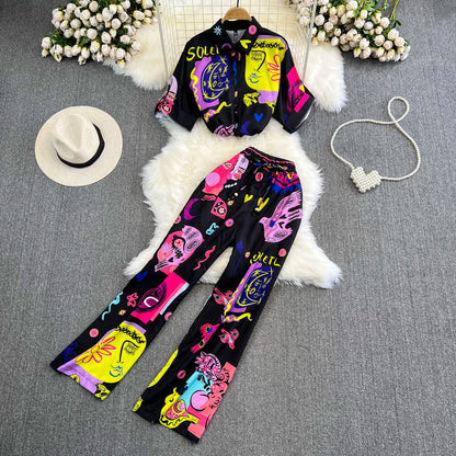 Set de vară lejer cu imprimeu vibrant Cristina Gore pentru femei