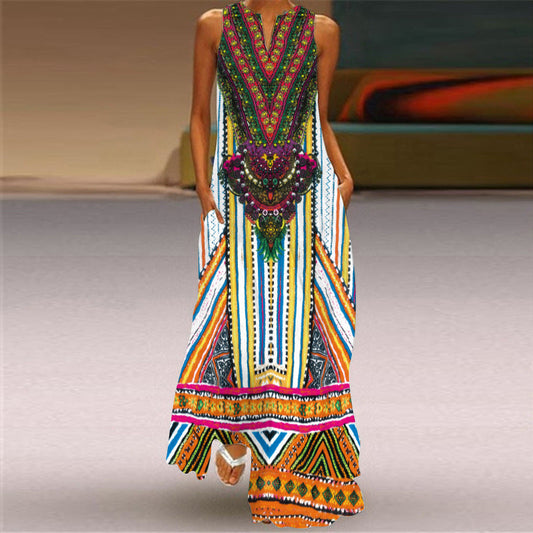 Retro Print Long Dress by Cristina Gore