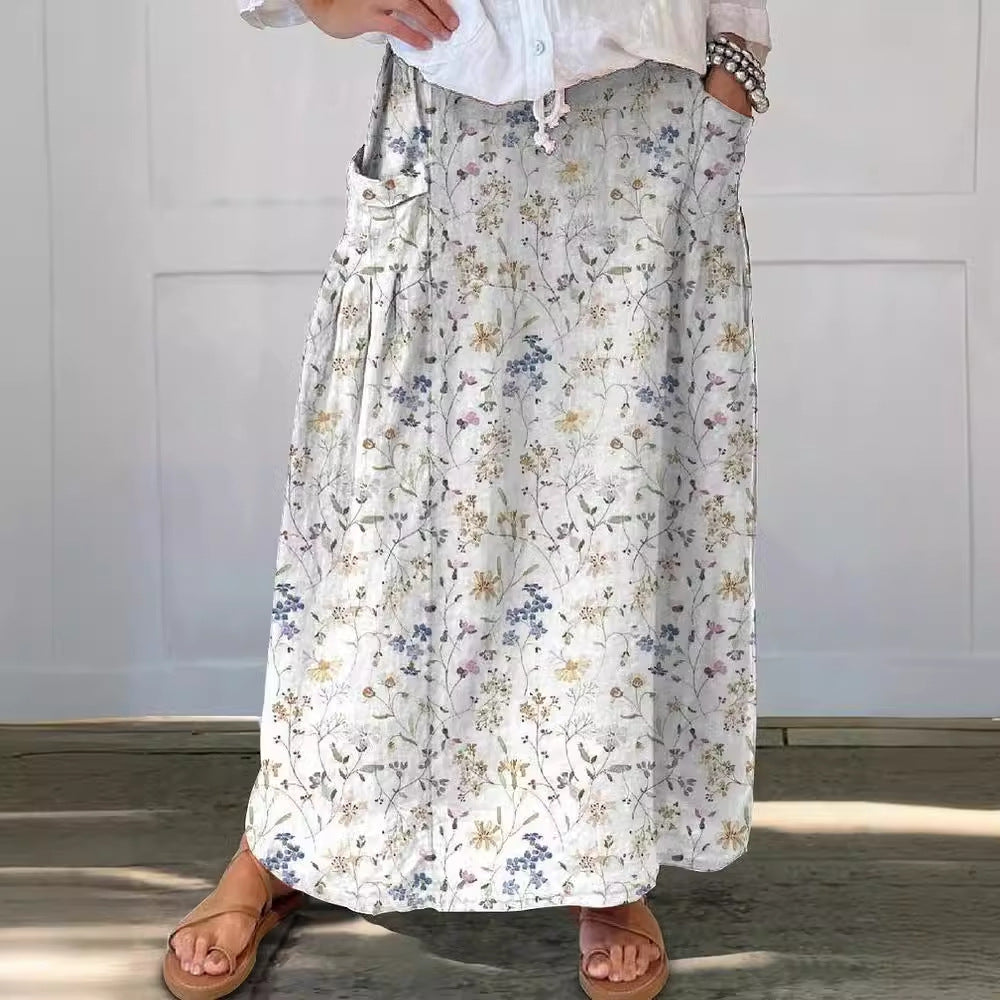 Fustă retro cu buzunar Cristina Gore, model floral, de zi cu zi