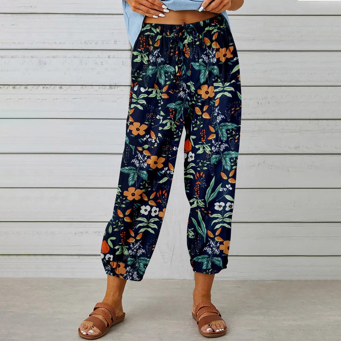 Salopetă de zi cu zi cu imprimeu floral boho Cristina Gore