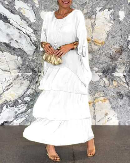 Rochie Cristina din șifon - Mâneci elegante cu model liliac