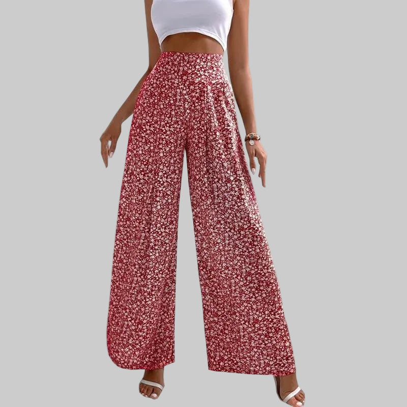 Pantaloni casual cu imprimeu floral și picior larg Cristina Gore
