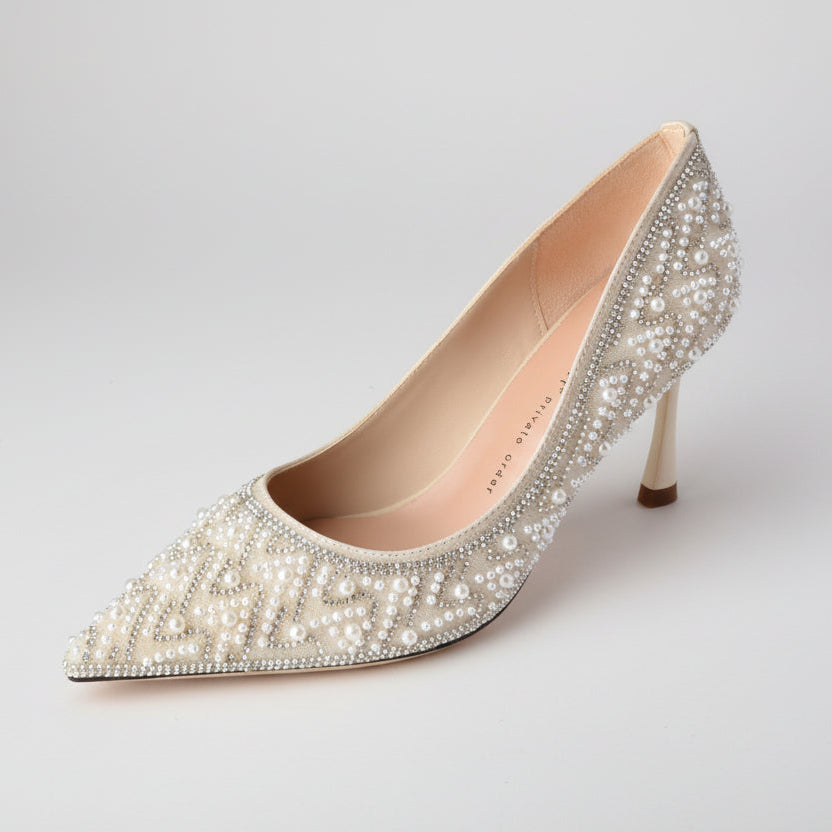 Tocuri stiletto elegante cu perle de Cristina Gore